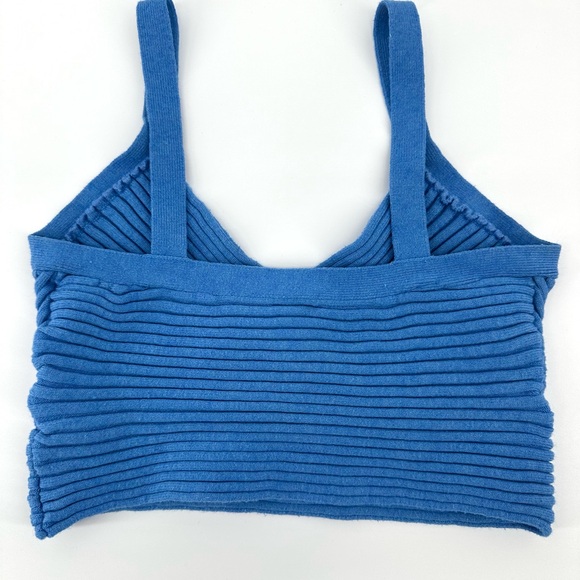 Princess Polly Blue Ribbed Knit Crop Top, Women’s, S/M - Picture 2 of 5